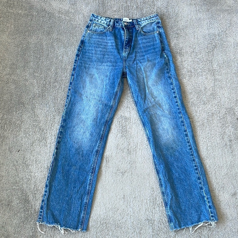 EC Princess Polly High Waist Straight Leg Medium Wash Jeans - Size 8